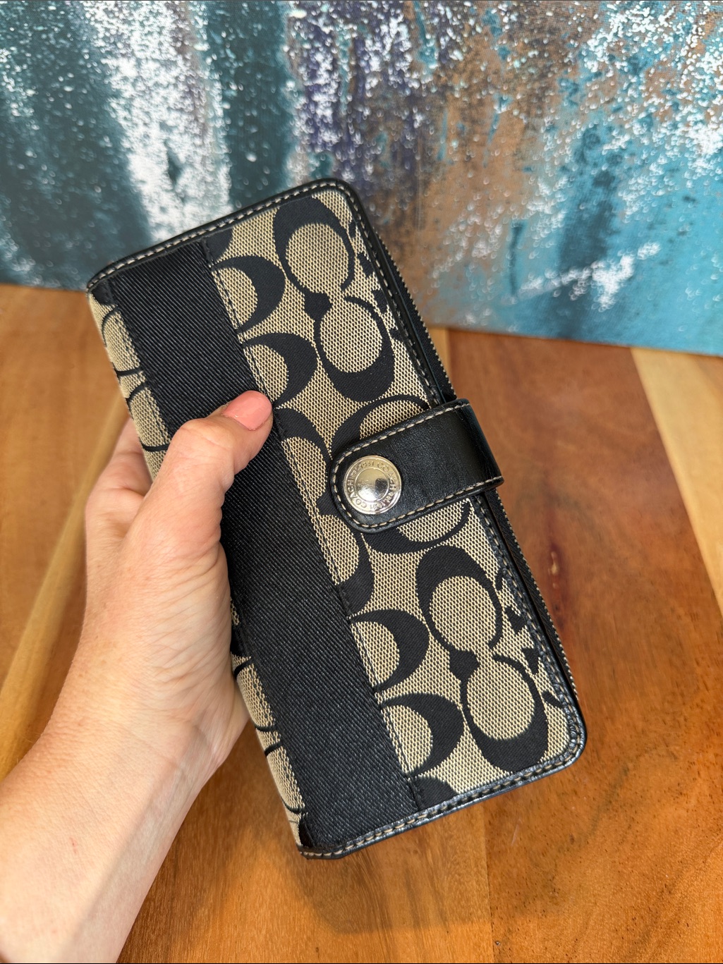Coach Y2k Archival Signature Stripe Accordion Wallet (Euc)